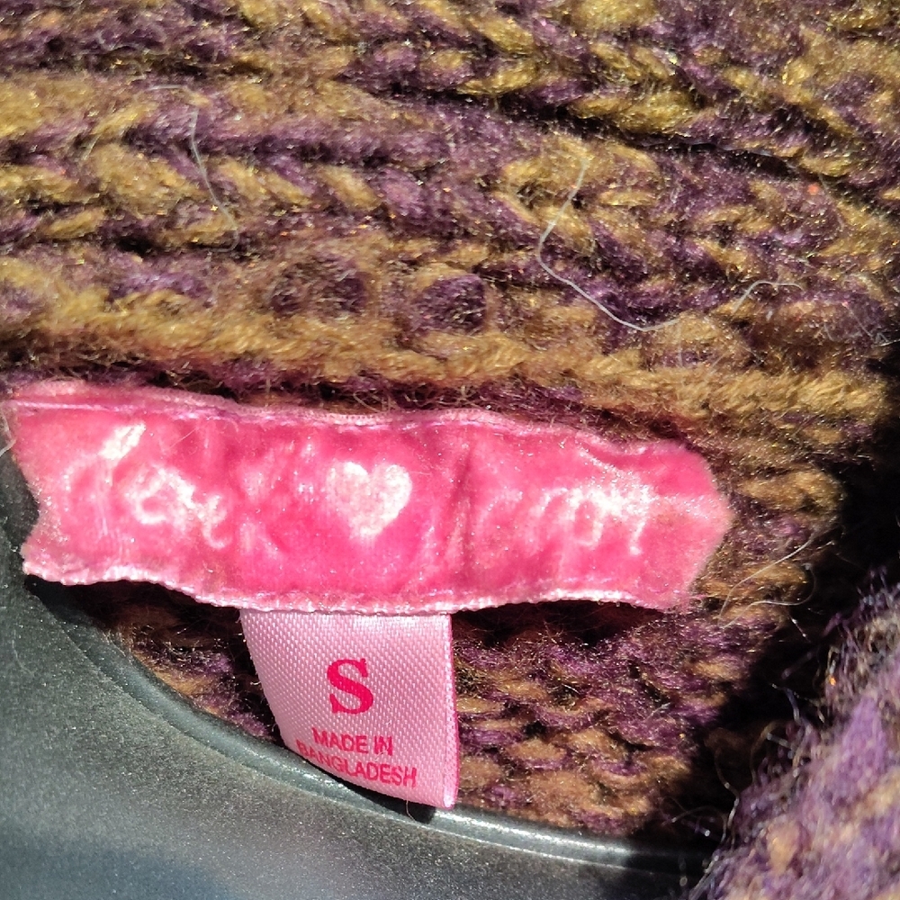 Derek Heart Brown and Purple Cowl Neck Sweater *Belt Not Included* - Picture 2 of 13